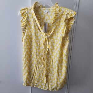 Anthropologie Porridge Lemon Sleeveless Blouse